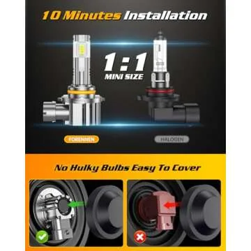 forenner H11 9005 Fog Light Bulb Combo, 50000LM Brightness 800% Brighter, 1:1 Size Easy Installation 9005 H11 Fog Driving Light Bulbs, 10-Year Life with Speedy Cooling Fan, IP68 Waterproof, Pack of 4
