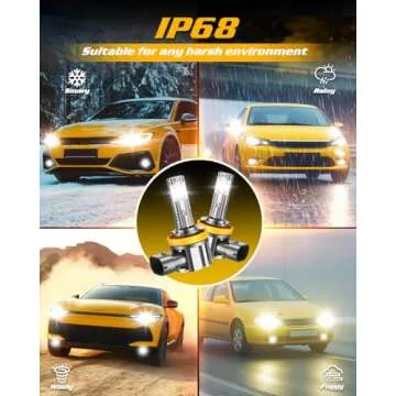 forenner H11 9005 Fog Light Bulb Combo, 50000LM Brightness 800% Brighter, 1:1 Size Easy Installation 9005 H11 Fog Driving Light Bulbs, 10-Year Life with Speedy Cooling Fan, IP68 Waterproof, Pack of 4