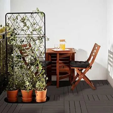 Domi Patio Deck Tiles 12x12 in Dark Grey | Easy Install Composite Flooring