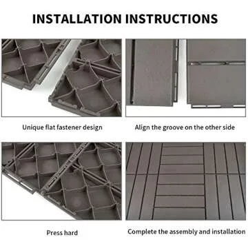 Domi Composite Interlocking Patio Deck Tiles - Dark Grey