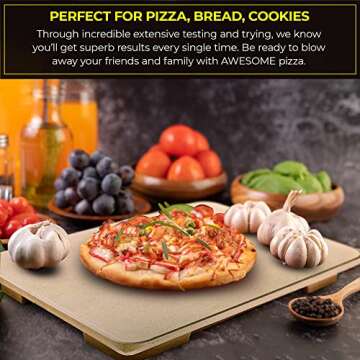 Pizza Stone - Baking Stone. SOLIDO Rectangular 14"x16" - Perfect for Oven, BBQ and Grill