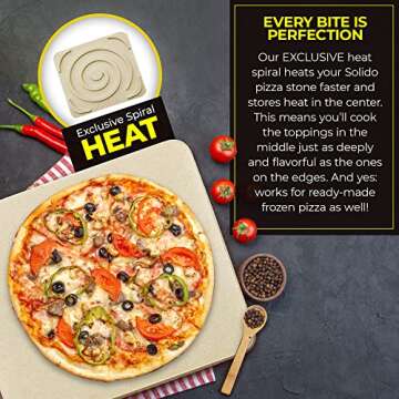 Pizza Stone - Baking Stone. SOLIDO Rectangular 14"x16" - Perfect for Oven, BBQ and Grill