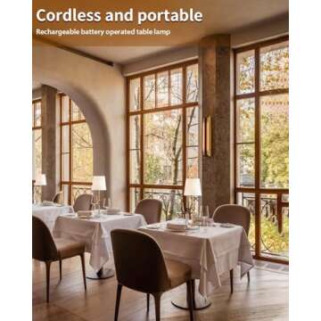 BRASSLISM Cordless Table Lamp, Built-in Rechargeable Battery Patio Table Lamp, Touch Dimmable LED Bedside Night Lamp, Brass Ambient Light for Restaurant, Marble Base