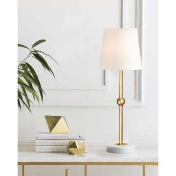 BRASSLISM Cordless Table Lamp, Built-in Rechargeable Battery Patio Table Lamp, Touch Dimmable LED Bedside Night Lamp, Brass Ambient Light for Restaurant, Marble Base