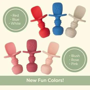 Upward Baby 3 pack Silicone Baby Feeding Spoon with Anti Choke Barrier - Baby Spoons Self Feeding 6 Months, First Stage Infant Supplies and Toddler Utensils, Baby Led Weaning Soft-Tip Training Spoon