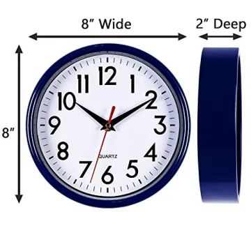 8-inch Navy Blue Silent Wall Clock for Small Spaces