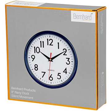 8-inch Navy Blue Silent Wall Clock for Small Spaces