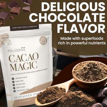 Philosophie Cacao Magic Plant-Based Superfood Blend with Raw Cacao Powder, 32 Servings Reishi Mushro...