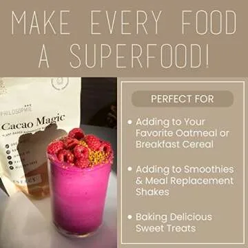 Philosophie Cacao Magic Plant-Based Superfood Blend with Raw Cacao Powder, 32 Servings Reishi Mushroom Powder & Maca Root Powder - Organic & Unsweetened