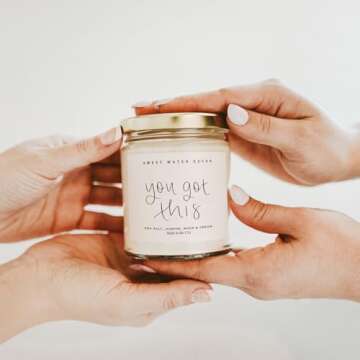 Sweet Water Decor You Got This Candle - Encouragement Gifts for Women, Graduation Gift, New Job Gift, Positive Affirmation - 9oz Clear Jar, 40 Hour Burn Time, Made in the USA