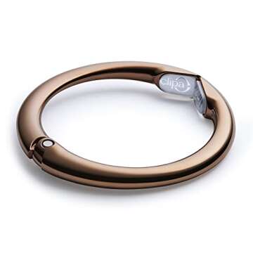 Clipa Bag Hanger - Polished Copper PVD - The Ring That Opens Into a Hook and Hangs in Just 1/2" of S...