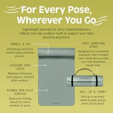 Retrospec Solana Yoga Mat - Thick Non-Slip Fitness Mat - Sage