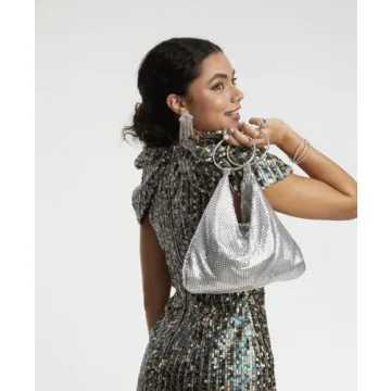 Elegant Large Metallic Clutch Purse for Women - Stylish Evening Bag