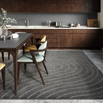 Luxe Weavers Modern Geometric Wave Anthracite Area Rug 9x12