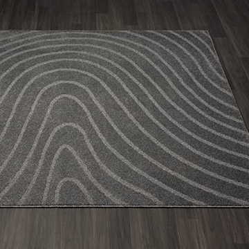 Luxe Weavers Modern Geometric Wave Anthracite Area Rug 9x12