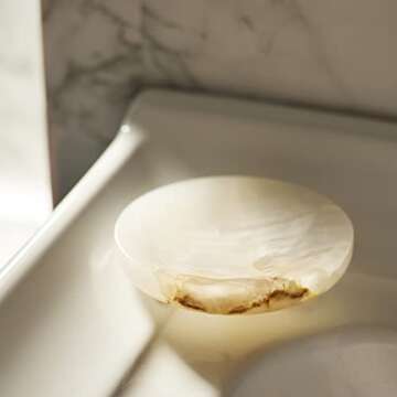 PHINILUX 100% Round Marble Ring Dish – Elegant Storage for Jewelry & Sponges