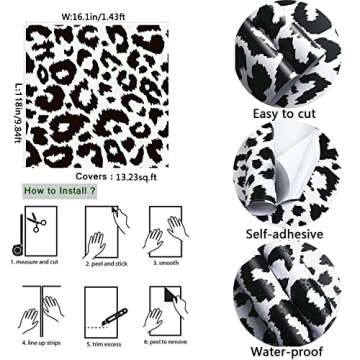 Ismoon Black and White Peel and Stick Wallpaper 17.3"X118"