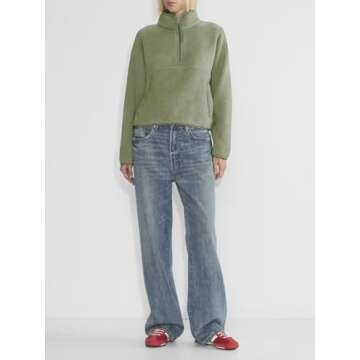 LASLULU Womens Half Zip Pullover Cropped Sweatshirts Sherpa Fleece Jacket Fuzzy Sweaters Cute Winter Jackets with Pockets