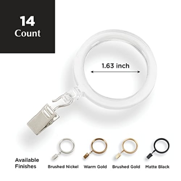 MODE Acrylic Clear Curtain Clip Rings - Set of 14 for Chic Decor