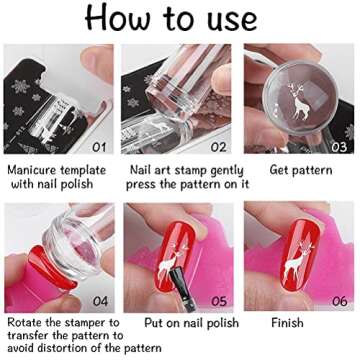BESARME 4 in 1 Nail Art Stamper Set, 1 Pcs Nail Art Stamper with 2 Pcs Silicone Heads and 1 Scraper Manicure Nail Art Tool with Scraper for DIY Nail Decor