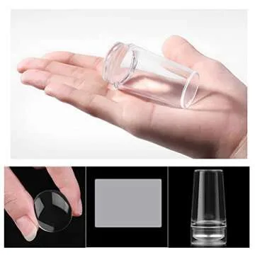 BESARME 4 in 1 Nail Art Stamper Set, 1 Pcs Nail Art Stamper with 2 Pcs Silicone Heads and 1 Scraper Manicure Nail Art Tool with Scraper for DIY Nail Decor