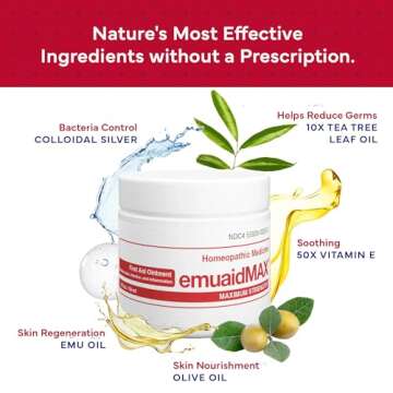 emuaid EMUAIDMAX Ointment for Itchy Skin, Maximum Strength Treatment for Athlete's Foot, Psoriasis, Jock Itch, Rash, Eczema, Cold Sores, Blisters, and Yeast Infection, 2oz