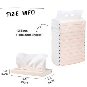 Car Tissue Refills 600 Sheets Facial Tissues Refills for Car Visor Tissue Holder, Travel Tissue Tube...
