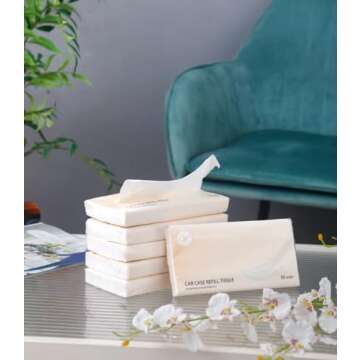 Car Tissue Refills 600 Sheets Facial Tissues Refills for Car Visor Tissue Holder, Travel Tissue Tubes Box Container Perfect Fit for Car Tissues Cylinder