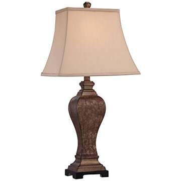 Regency Hill Edgar 29" Tall Curved Urn Traditional End Table Lamp Brown Bronze Finish Single Fabric ...