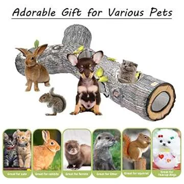 AMYESE Cat Tunnels Collapsible Pet Tube - Interactive Tree Trunk Cat Activity Play Tunnels with Peek Holes Plush Bell Toys, Pets Puzzle Hunt Chase Training Center for Kitten, Ferret, Small Animals