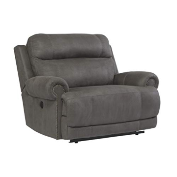 Signature Design by Ashley Clonmel Microfiber Extra Wide Manual Reclining Loveseat, Gray