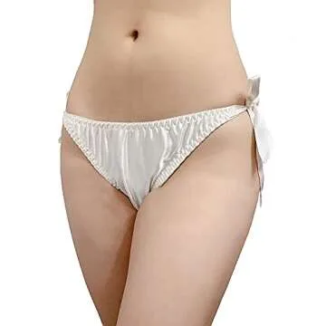 Qianya Womens String Bikini Panties 100% Pure Silk 6 Pairs in One Economic Pack One Size