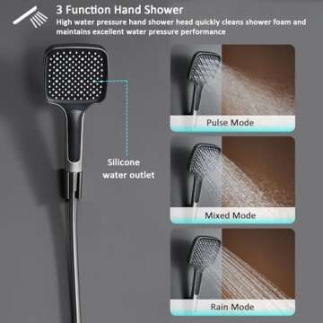 Thermostatic Shower System Digital Display Shower Faucet Set Wall Mount Piano Keys Rain Shower Combo Set with Handheld, 12" Shower Head, Shoulder Spray, 2 in 1 Bidet Spray, Tub Spout (Gray)