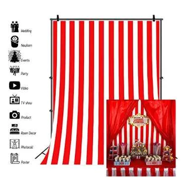 Laeacco 6x8FT Red and White Stripes Backdrop Red Striped Photography Background Birthday Party Cake ...