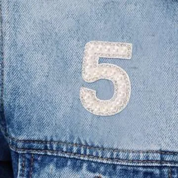 EXCEART 10pcs 0-9 Number Patches Pearl Rhinestone Number Iron On Appliques Embroidery Patches Stickers DIY Sew On Cloth Patches for Scrapbook Backpack Handbag Hat White