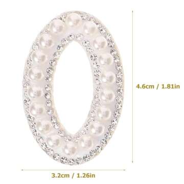 EXCEART 10pcs 0-9 Number Patches Pearl Rhinestone Number Iron On Appliques Embroidery Patches Stickers DIY Sew On Cloth Patches for Scrapbook Backpack Handbag Hat White