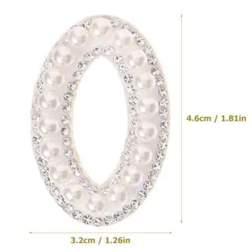 EXCEART 10pcs 0-9 Number Patches Pearl Rhinestone Number Iron On Appliques Embroidery Patches Stickers DIY Sew On Cloth Patches for Scrapbook Backpack Handbag Hat White