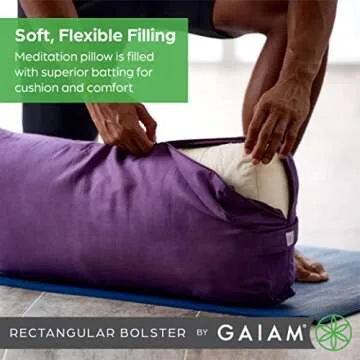 Gaiam Yoga Bolster Pillow - Comfortable Rectangular Cushion for Meditation & Restorative Yoga with C...