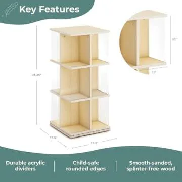 Guidecraft EdQ Kids Rotating Bookshelf for Playroom