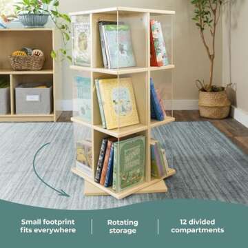 Guidecraft EdQ Kids Rotating Bookshelf for Playroom
