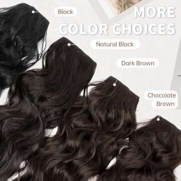 KooKaStyle Invisible Wire Hair Extensions with Transparent Headband Adjustable Size 4 Secure Clips Long Wavy Secret Wire Hairpiece 20 Inch Natural Black for Women