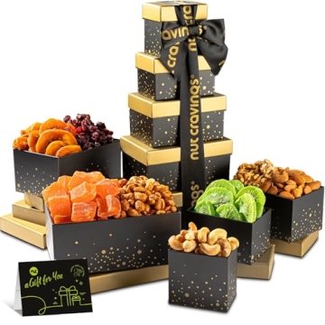 NUT CRAVINGS Gourmet Holiday Nut & Dried Fruit Gift Basket - 8 Assortments