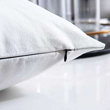 DEZENE Faux Leather with 100% Cotton Decorative Throw Pillow Covers for Couch Bed Sofa, Set of 2 18 x 18 inch Modern Home Decor Accent Square Bedroom Living Room Cushion Cases Cognac, Black and White