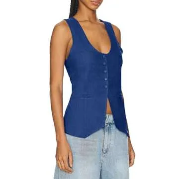 Stylish Tankaneo Women’s Scoop Neck Blazer Vest