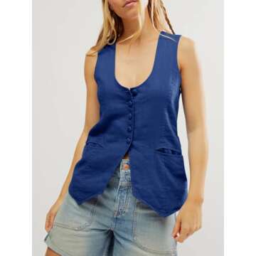 Stylish Tankaneo Women’s Scoop Neck Blazer Vest