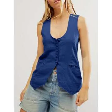 Stylish Tankaneo Women’s Scoop Neck Blazer Vest