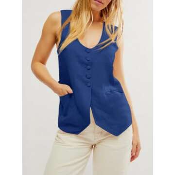 Stylish Tankaneo Women’s Scoop Neck Blazer Vest