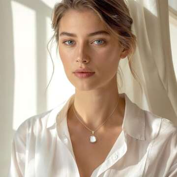 14K Gold Plated White Opal Necklace - 14K Gold Plated over 925 Sterling Silver, Dainty 12mm White Op...