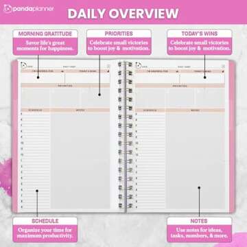 Panda Planner 2025 Undated Daily Planner with Hourly Schedule 5.75" x 8.25" – 90 Days Daily Journa...