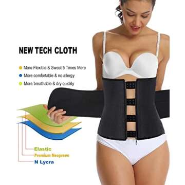 HOPLYNN Neoprene Sweat Waist Trainer Corset Trimmer Shaper Belt for Women, Workout Plus Size Waist Cincher Stomach Wraps Bands Black Small